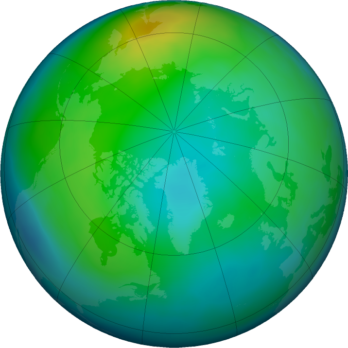 Arctic ozone map for November 2017